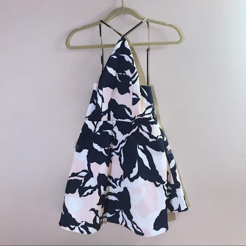 (KEEPSAKE) Backless Floral Halter Dress